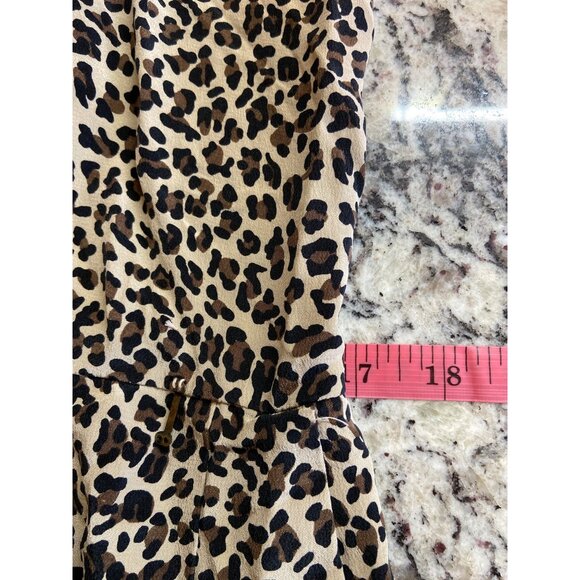 Robbie Bee Womens Size10 Silk Fitted Mini Dress Leopard Print V Neck Mob Wife - Picture 6 of 6